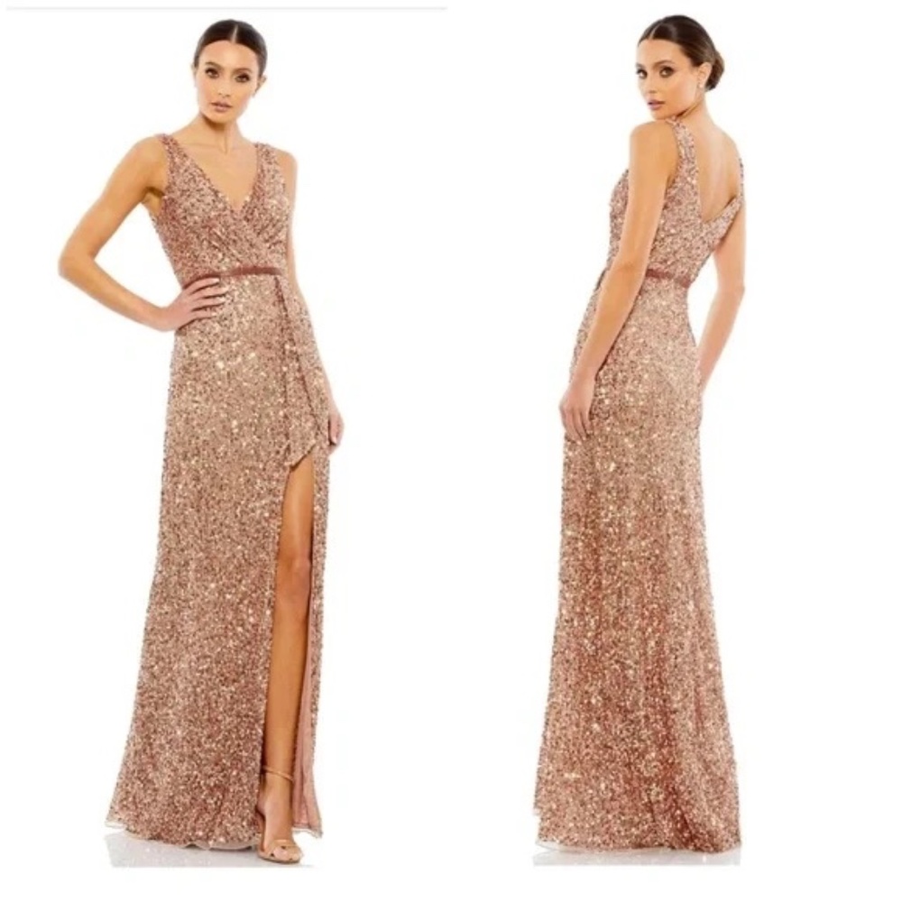 MAC DUGGAL 5539 - Sequin Ornate Wrap Evening Dress Size 12 MSRP $398